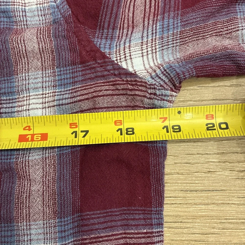 Gap Kids Lined  Button Down Cotton Long Sleeve Size 12 Husky XL Plum/Blue Shirt
